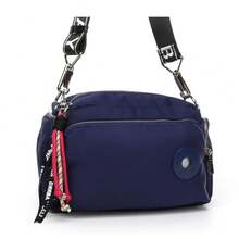 bolsas para dama ¡Sencillo español! ¡La calidad habla por sí sola! Bolso bandolera de nailon impermeable con múltiples cremalleras y capas - Azul Marino - Ver 2