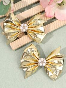 2pcs/4pcs Shiny Gold & Silver Bow Hair Clips, Suitable For Girls, Sparkling And Charming, Exquisite Gift For Girls, Alligator Clips, Suitable For Festivals, Parties, Prom And Daily/Vacation Wear - Multicolor - View 8