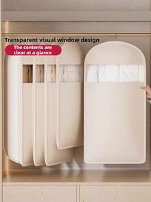 1pc Space-Saving Self-Compression Hanging Clothes Bag, , Zipper Closure, Clothing And Down Jacket Hanging Compression Storage Bag, Wardrobe Organizer, Wardrobe Organizer For Travel, Home, Or Commercial Use, Clothing Storage