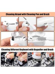 20 In 1 Cleaner Kit,Multifunctional Cleaner Kit For Electronic Devices, Keyboard Cleaning Brush, Headphones Cleaner Kit For AirPods, Multi-Tool For Cleaning Laptop, Earbuds, Camera, Cellphones (White)