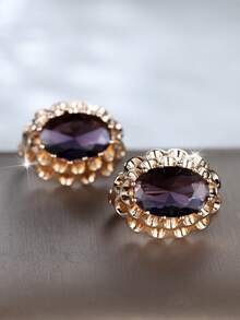 زوج أنيق من أقراط النساء، زركونيا لامعة، بشكل بيضوي، بنمط زهري، هدية عيد