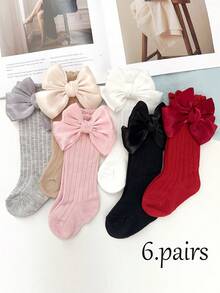 6 Pairs Baby Girls' Lovely Colorful Knee High Socks For Everyday Wear - Multicolor - View 13