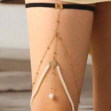 Simple Multi-Layer Pearl Chain Leg Chain Women's Ins Creative Personality Long Body Chain Jewelry