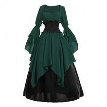 Cosplay Clothing - Green Double-layered Belted Dress - View 10