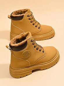 Botas de trabajo marrones para mujer, botas de construcción duradera para otoño, botas vaqueras con puntera de acero, impermeables y antideslizantes - Adecuadas para diversas actividades diarias (forro térmico para mayor calidez), de moda, casuales y cálidas (Corre pequeño, pida medio número talla grande si tiene los pies anchos)