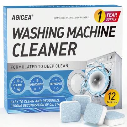 Washing Machine Cleaner Descaler 12 Pack - Deep CleaningTablets For HE Front Loader & Top Load Washer, Septic SafeEco-Friendly Deodorizer, Clean Inside Drum And Laundry TubSeal -12 Month Supply Multifunction Strong Deodorization