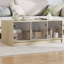 Coffee Table With Glass Doors Sonoma Oak 102x50x42 Cm - Brown - View 1