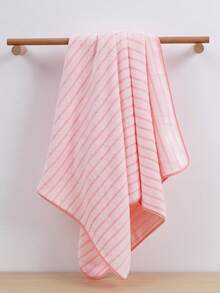 3/1pc Coral Fleece Absorbent Striped Bath Towel/Washcloth, Soft Quick-Dry Coral Fleece Face Towel, Super Absorbent Microfiber Shower Towel, Suitable For Bathroom, Pool, Gym, Beach - Baby Pink - View 8