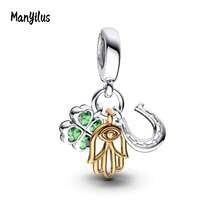 Manyilus Manyilus Original 1 Stück 925 Sterling Silber Anhänger Perlen Clips - mit Katzen Pfoten Abdruck, Oktopus, Delfin, Meeresschildkröte, Meeresfisch, Rose Herz Liebeswörter, Gitarre, Goldene Schokolade, Vierblättriges Kleeblatt, Hufeisen, Famas Hand Designs. Ein ausgezeichnetes Schmuckgeschenk für Familie, Freunde und Damen, ideal für Geburtstage, Valentinstag, Abschlusszeit, Strandaccessoires und Freundschaftstag.