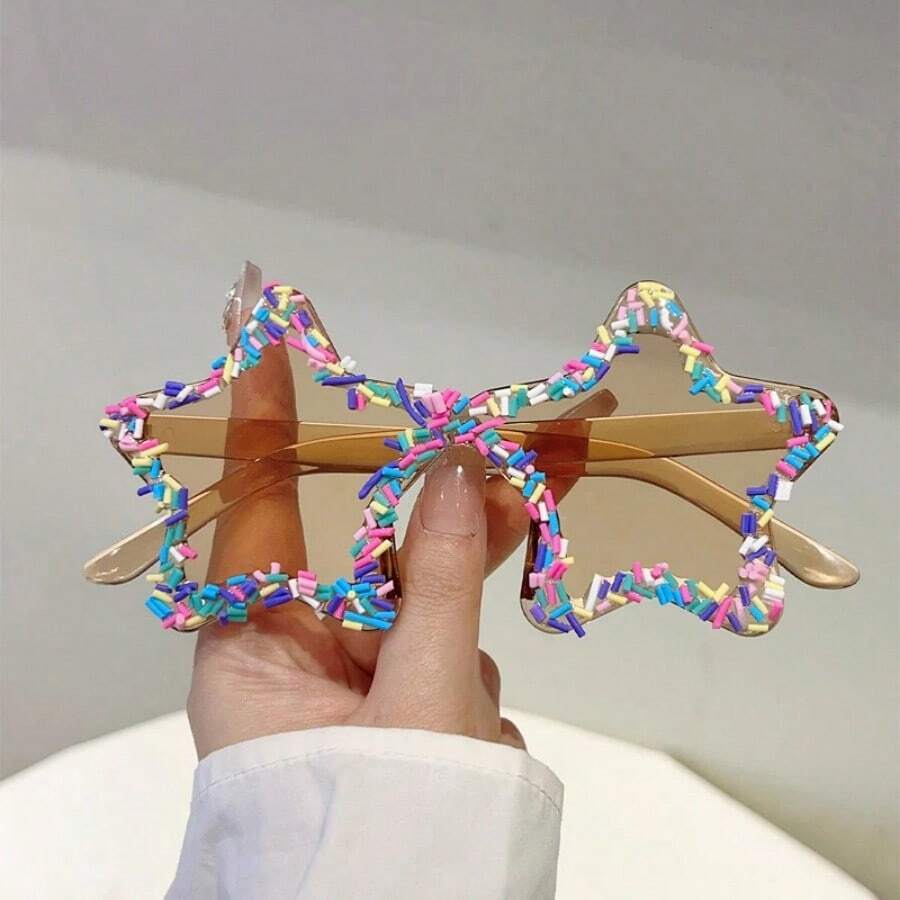 Cute Star Shaped Fashion Glasses With Sprinkles Women Stylish Beach Holiday Decor Shades Original Design Fashion Glasses