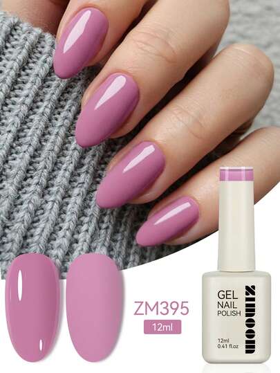 ZIMOOM 12毫升玫瑰粉色凝胶指甲油，四季皆宜，粉色系美甲，高显色度，涂抹顺滑，可卸除，UV/LED美甲凝胶，适用于美甲沙龙和居家DIY美甲，适合女性和女孩。