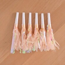 6 件套生日派对吹龙配流苏哨子、生日派对喇叭、全息流苏派对发声器 - 多色哨子，适合生日和活动庆祝活动，塑料彩虹发声器适用，派对装饰的最佳选择 - 粉色 - 查看 15