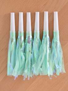 6 件套生日派对吹龙配流苏哨子、生日派对喇叭、全息流苏派对发声器 - 多色哨子，适合生日和活动庆祝活动，塑料彩虹发声器适用，派对装饰的最佳选择 - 粉色 - 查看 18