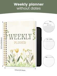week plan 1 pieza Planificador semanal espiral A5 - Planificador diario sin fecha con listas de tareas, cuadros de enfoque y seguimiento de hábitos - Diario de escritorio duradero para útiles escolares, regalos de Halloween para mujeres y hombres