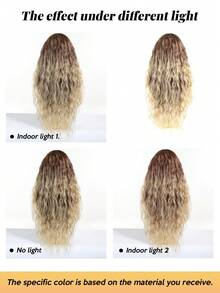 高品质 28 英寸自然时尚棕色渐变色合成假发，长卷发无刘海，适合女士日常聚会、圣诞节、婚礼 - 漸層棕色 - 查看 7