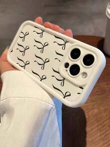 Funda de teléfono con lazo negro pintado Halloween compatible con iPhone 16/15/XR/16 Pro Max/7p 8p/P12 Pro Max/P13 Pro Max/P14 Pro Max/P13/P14/P11/P12/P14, XS/S/XS Max/7 8 GES2, cubierta protectora gruesa, de moda y resistente, perfecta para Halloween y regalos temáticos. - Blanco - Ver 5