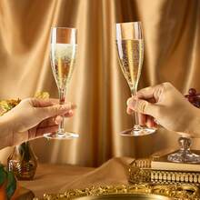 亚克力香槟杯、5 盎司不易碎高脚杯、可重复使用的香槟敬酒杯、透明香槟杯、优雅的塑料马提尼酒杯 - 非常适合鸡尾酒、香槟和甜点 - 可重复使用、慕斯杯、