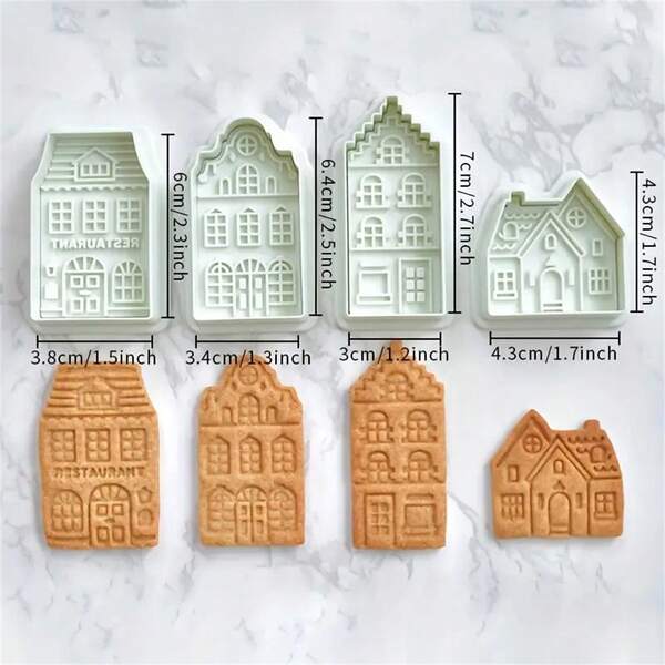 Weihnachts-Lebkuchenhaus Ausstechform, vintage Cartoon Landhaus Stil Haus nordischer Stil Cottage DIY Keks Form