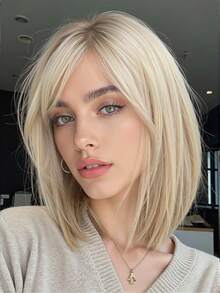 14英寸可爱金色波波头假发，适合女性，耐热合成纤维材质，是角色扮演、派对、四季皆宜的理想之选 - 限时音乐节 - 金色 - 查看 13