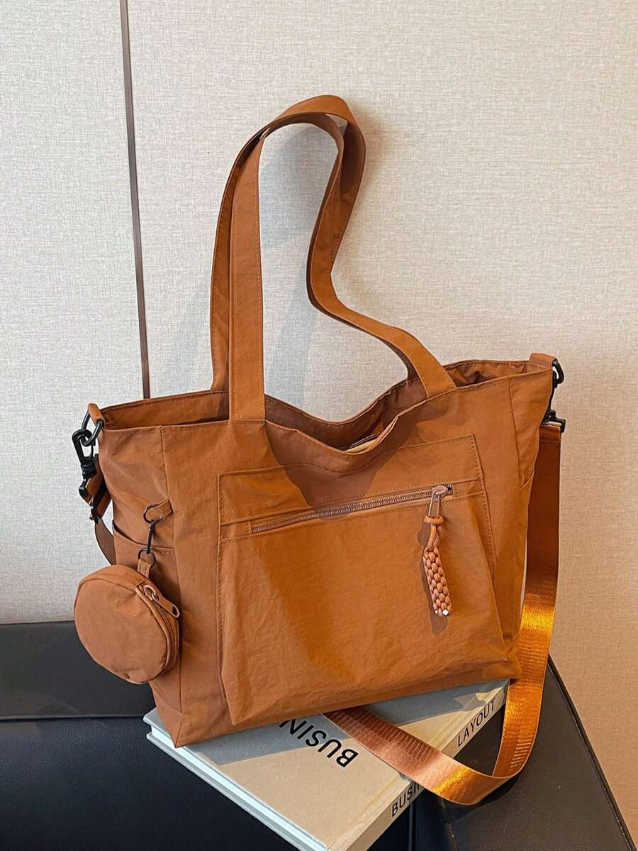 Túi Tote Unisex Dung Tích Lớn Có Ví Đựng Tiền Xu 1 Chiếc Phong Cách Hàn Quốc Mới Phong Cách Đại Học Học Sinh Trung Học Cơ Sở Túi Đeo Chéo Túi Đeo Vai Túi Vải Túi Đeo Chéo, Túi Nữ Có Túi 10 Xu, Túi Đi Học Đi Mua Sắm, Kỳ Nghỉ, Túi Tote Thời Trang Có Khóa Kéo, Túi Tote Đi Học Lớn, Nhiều Ngăn, Hoàn Hảo Cho Bãi Biển, Trường Học, Công Sở & Sử Dụng Hàng Ngày - trái cam - Xem 1