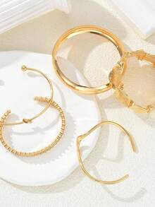 5pcs/Set Vintage Minimalist Chain Bracelet, Fashion Mixed Style Open Bangle Wrist Accessories