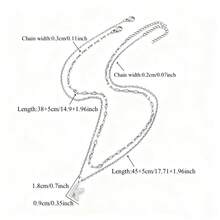 2件套新款泡泡字母银色不锈钢唇链项链，女士款 - 銀色微鑲 - 查看 2