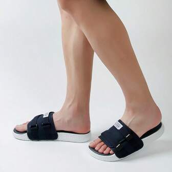 New Fashion Men's Double Buckle Thick Sole Casual Slip-On Beach Sandals, Comfortable & Anti-Slip