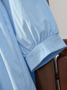 Fall Splice Long Sleeves Love Patch Shirt-Like Dress For Young Girls Spring Turn-Down Collar Fashion Style Clothes Young Girl Casual Wear 3 To 7 Years - Blue - View 6