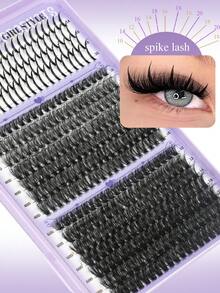 678PCS Lash Clusters With Spikes Wispy Eyelash Clusters Kit 14-20mm Spikes Lash ClustersVolume Cluster Eyelash Extensions Lash Clusters Kit Individual Lashes With Lash Bond And Seal (40D 60D 80D 100D,10-18mm) - 黑色 - 查看 4