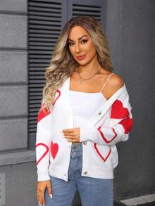 Autumn And Winter Women's Fashion Casual Sweater Button Love