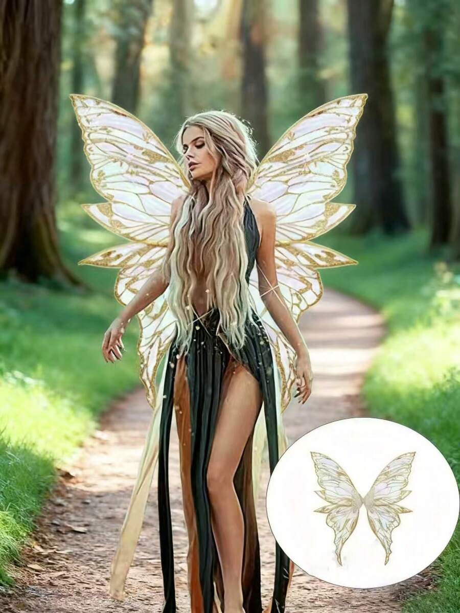 1 件成人和女孩适用的仙女翅膀，仙女翅膀，“欧根纱蝴蝶翅膀 - 适合角色扮演、派对，8 种颜色可选 - 彩色 - 查看 1