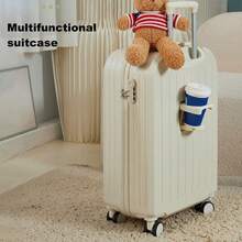 20 Inch Suitcase Hard Shell Scratch-Resistant Surface Cup Holder Hanging Hook And Code Lock Silent Spinner Wheel Luggage Suitcase - White - View 3