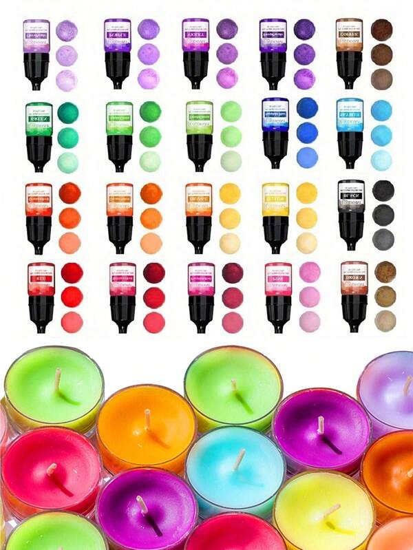 5ml 20 Colores Tinte líquido para velas, Pigmento colorante para hacer joyas y velas DIY 50ml/100ml, Tinte de color para velas apto para moldes de silicona para velas artesanales perfumadas, jabón y manualidades DIY, Halloween, Navidad, Tinte líquido para colorear velas DIY para fiestas