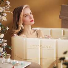 YYW Foldable Soaking Bathtub For Adults, Portable Large Size PVC Material Hot Tub With Thermal Insulation, Ideal Home SPA And Relaxation Spa Bath For Comfortable Use - 1.5m Gold Color Without Cap - View 4
