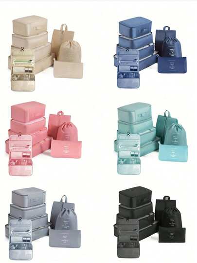 8pcs Packing Cubes Set - Lightweight Travel Luggage Organizer Bags With Shoe Bag, Suitable For Backpack/Suitcase Clothes Storage, Essential For College Dorm & Vacation