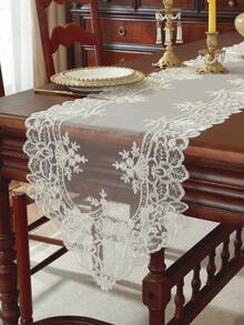 100% Polyester Embroidered Table Runner/Runner, Suitable For Wedding, Party, Kitchen, Dining, Coffee, Vanity Tables, Home Decor, Indoor/Outdoor, Camping, Holiday Gatherings, 1pc - Beige - View 16