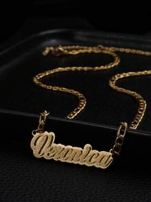 优雅、百搭、时尚奢华、简约别致、青春、美丽、性感定制金色哑光花瓣名字文字项链、生日礼物、个性化礼物、周年纪念礼物、定制珠宝、周年纪念礼物、送给朋友、家人、爱人的礼物、适合派对、旅行 - 金色底面磨砂 - 查看 6