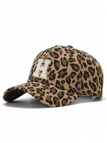 1 件女式可调节 26 个字母豹纹棒球帽，户外防晒休闲帽，适合春季、秋季、旅行、海滩，也适合男士 - 深豹紋 - 查看 9