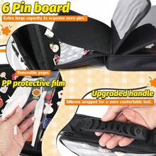 Travel Exclusive Enamel Badge Album | 6-Page Compartment Black Storage Folder, Oxford Cloth Anti-Scratch Design + Carrying Handle | Portable Flip-Through Display Book, Multi-Function Classified Storage (Badges Not Included)