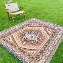 Outdoor Blanket With Classic Geometric Bohemian Jacquard Pattern - Picnic Blanket, Camping Blanket, Sofa Blanket, Nap Blanket, Air Conditioning Blanket, Wall Hanging Blanket, Thick & Soft, Fade-Resistant, Pilling-Resistant, Suitable For Home Decor And Outdoor Use