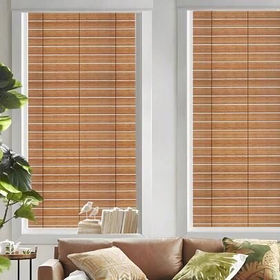 Wooden Blinds Pattern Decorative Window Privacy Film Sun Blocking Heat Control Static Cling No Glue With Installation Tools Stained Glass Window Film S531 17.7" X 78.7"