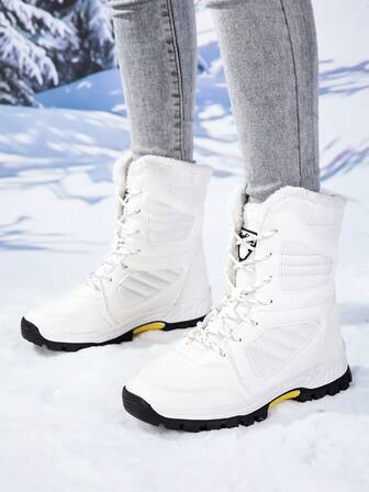 Women's Outdoor Casual Sports Boots, Lace-Up High-Top Boots, Warm Snow Boots, Mid-Calf Winter Shoes