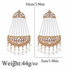 FANYINAN 时尚珠宝耳环款式奢华仿珍珠流苏手工耳环配饰 - 白色 - 查看 9