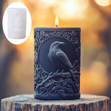 Raven Embossed Cylinder DIY Candle Silicone Mold - White - View 5