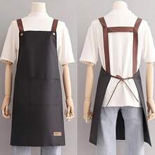 1 件男女通用围裙 - 采用涤纶材料制成，适用于美发沙龙和咖啡厅制服、厨房和餐厅厨师服务围裙 - 专业客户服务服装，质地光滑 - 彩色 - 查看 1