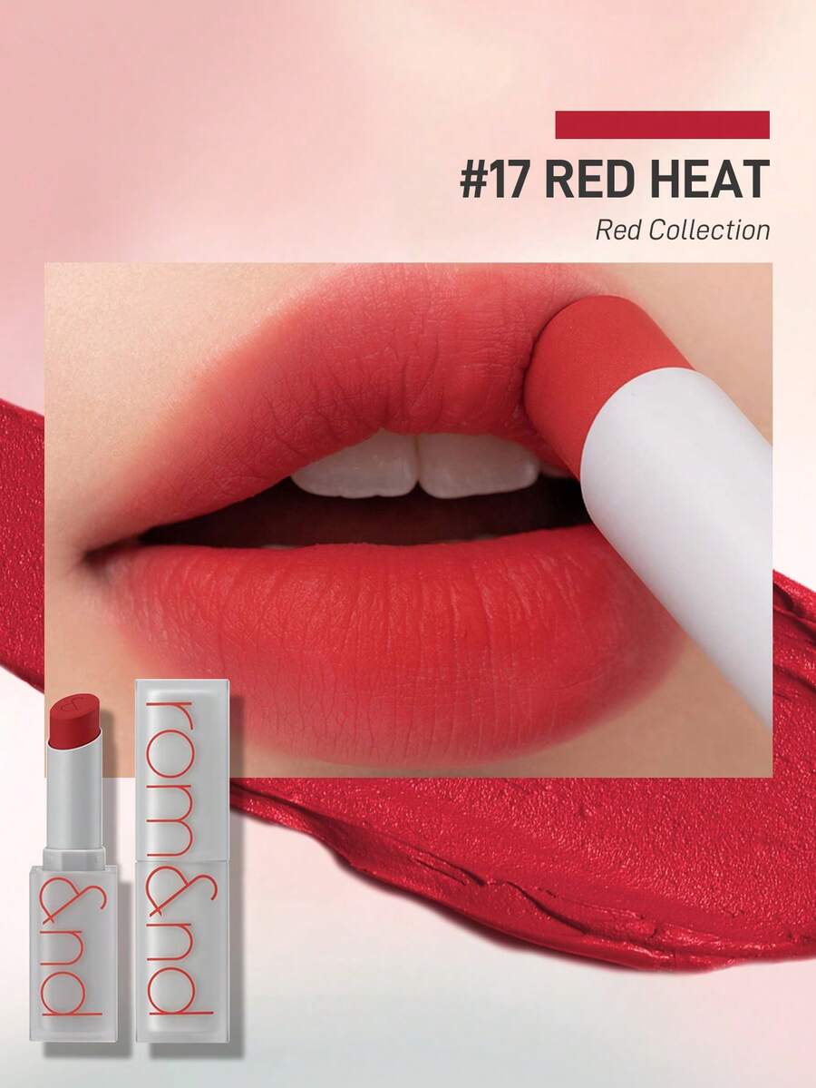 Rom&nd Romand 霧面口紅,防水、持久保濕、不黏膩且易上妝。適合 Gen Z 與 Y2K 愛好者用於派對與約會,是生日與母親節的完美便攜禮物。淨重:3g/0.1oz - 17 RED HEAT - 查看 1