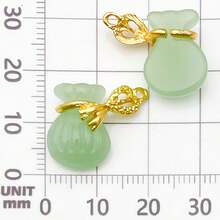 5/25 件中国风古法金油滴吊坠小仿玉绿福袋形状饰品手工 DIY 项链小吊坠首饰配件 - 綠色 - 查看 19
