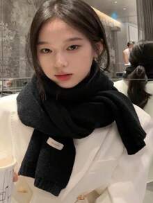 1 pieza Bufanda suave de punto de estilo japonés para mujer, de unicolor, linda y casual, ligera, adecuada para mujeres, estudiantes y parejas, perfecta para citas en el campus, atuendos de otoño e invierno, se puede combinar con sombreros, ropa de invierno, calentadores de cuello y accesorios de moda de invierno (etiqueta aleatoria) para vestir - Multicolor - Ver 4
