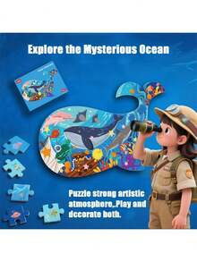 Children's Paper Animal Puzzles, Built-In Shoulder Bag For Easy Storage, Educational Toy Gifts, Ideal For Outdoor Activities. Mars Astronaut Base Series, Dinosaur Valley Series, Whale Underwater World Series, Train Concentration, High Difficulty Puzzle Toys Suitable For Boys And Girls.
