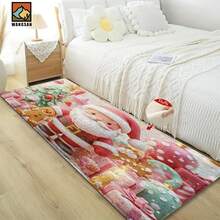 1pc Santa Claus Patterned Bathroom Anti-Slip Mat, Made Of Artificial Cashmere With Plush Decoration, Is Suitable For Bathrooms, Doorways, Kitchens And Other Occasions. It Can Be Machine Washed, Is A Holiday Decoration And Can Be Given As A Gift - Multicolor - View 7